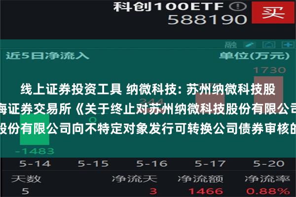 线上证券投资工具 纳微科技: 苏州纳微科技股份有限公司关于收到上海证券交易所《关于终止对苏州纳微科技股份有限公司向不特定对象发行可转换公司债券审核的决定》的公告