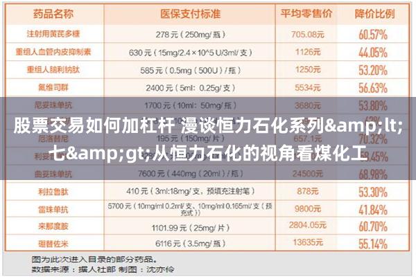 股票交易如何加杠杆 漫谈恒力石化系列&lt;七&gt;从恒力石化的视角看煤化工